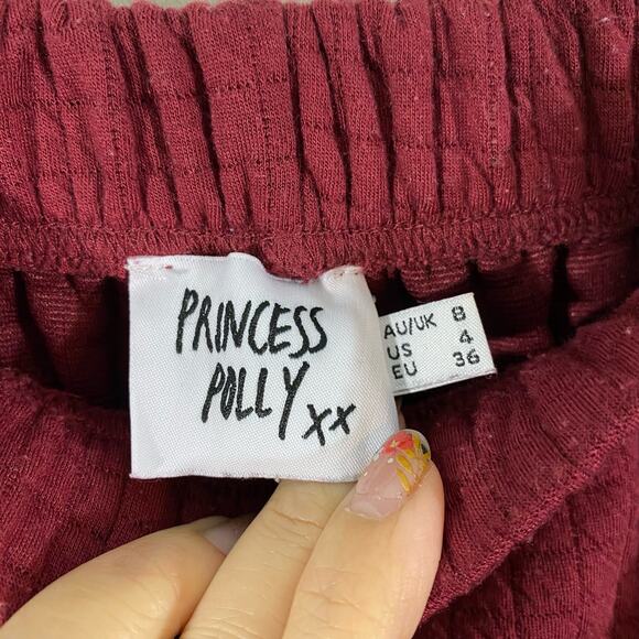 Princess Polly Women's Arabella Dark Red Quilted Pull On Jogger Size US 4 - Picture 5 of 8